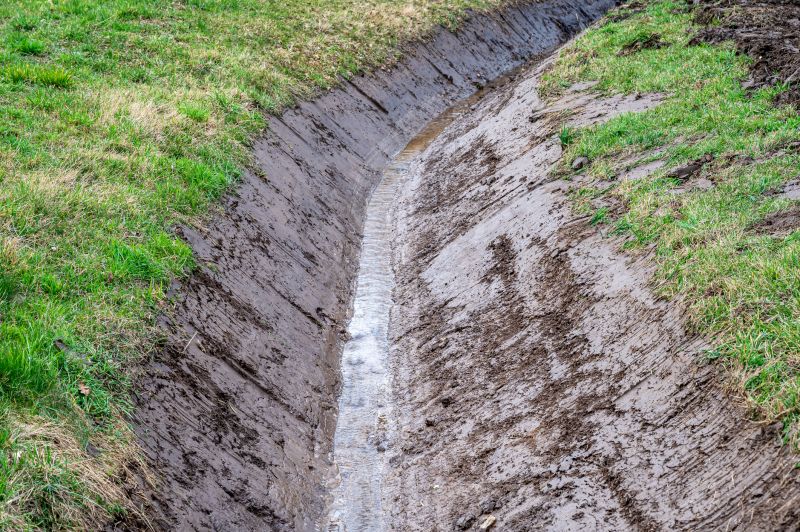Drainage trench in landscape